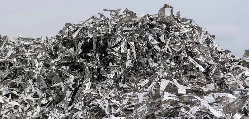 Heap of shredded metal scrap